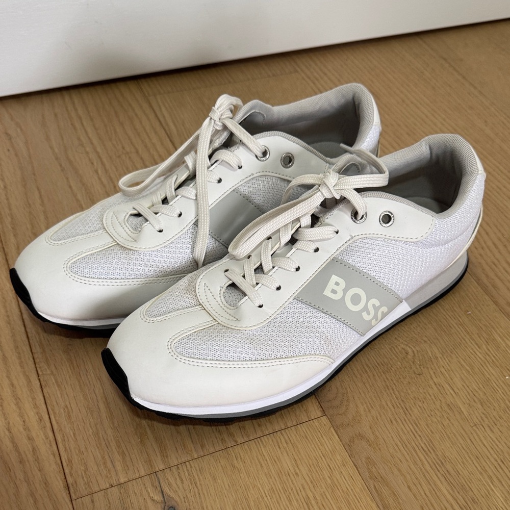 Boss White and Gray Men's Sneakers